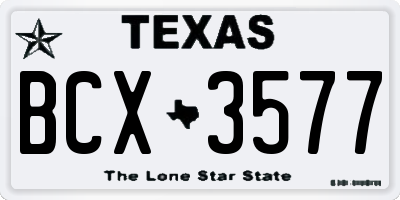 TX license plate BCX3577