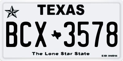 TX license plate BCX3578