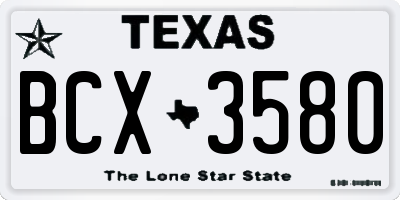 TX license plate BCX3580