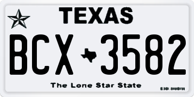 TX license plate BCX3582