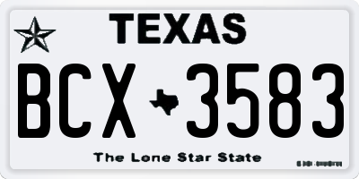 TX license plate BCX3583