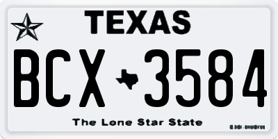 TX license plate BCX3584