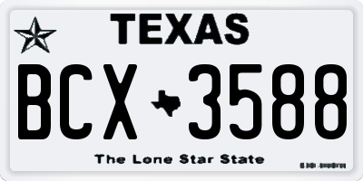 TX license plate BCX3588