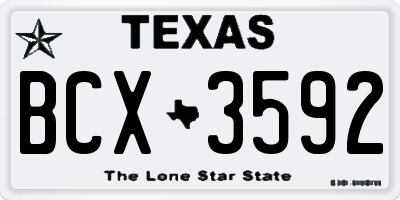 TX license plate BCX3592