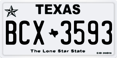TX license plate BCX3593
