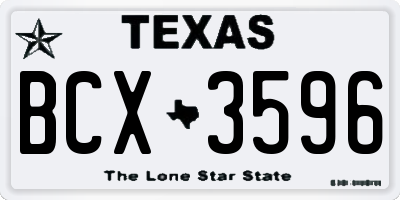 TX license plate BCX3596