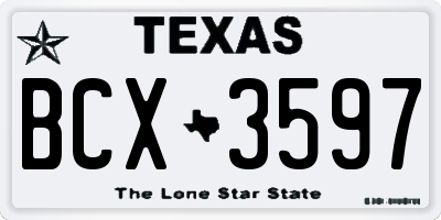 TX license plate BCX3597