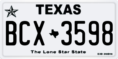TX license plate BCX3598
