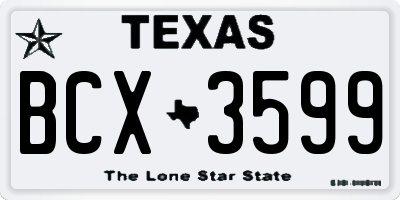 TX license plate BCX3599