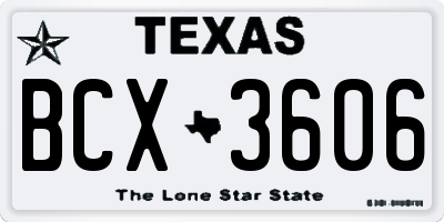 TX license plate BCX3606