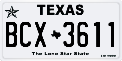TX license plate BCX3611