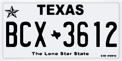 TX license plate BCX3612