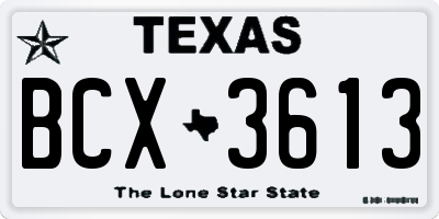 TX license plate BCX3613