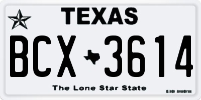 TX license plate BCX3614