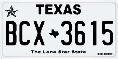TX license plate BCX3615