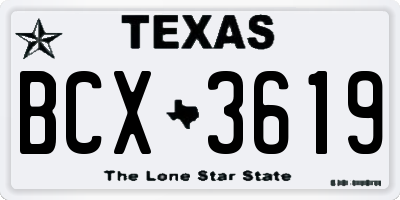 TX license plate BCX3619