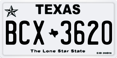 TX license plate BCX3620