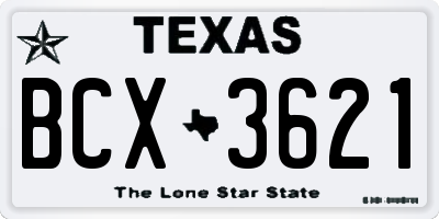 TX license plate BCX3621