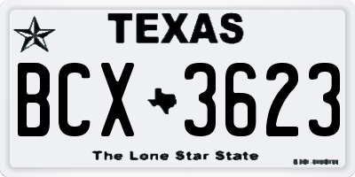 TX license plate BCX3623