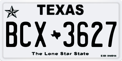 TX license plate BCX3627