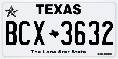 TX license plate BCX3632