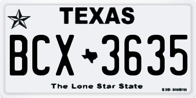TX license plate BCX3635