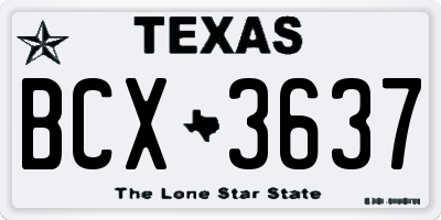TX license plate BCX3637