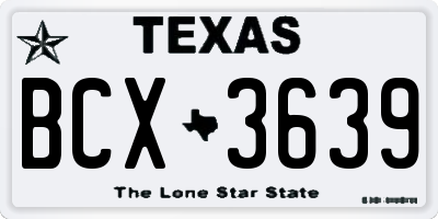 TX license plate BCX3639