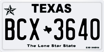TX license plate BCX3640