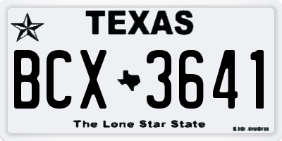 TX license plate BCX3641