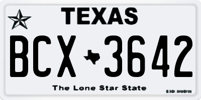 TX license plate BCX3642