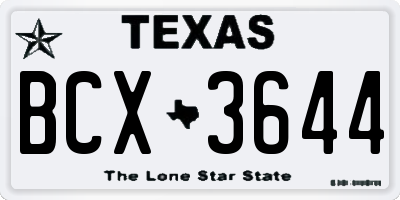 TX license plate BCX3644