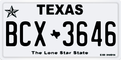 TX license plate BCX3646