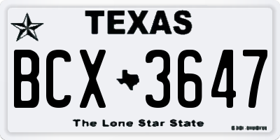 TX license plate BCX3647