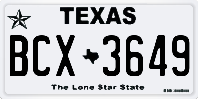 TX license plate BCX3649