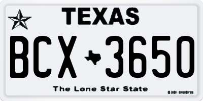 TX license plate BCX3650