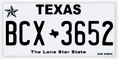 TX license plate BCX3652