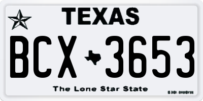 TX license plate BCX3653