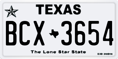 TX license plate BCX3654