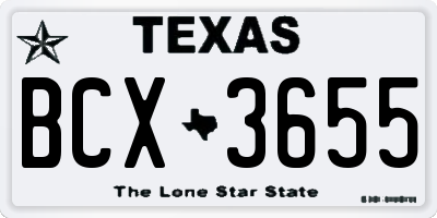 TX license plate BCX3655