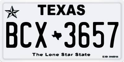 TX license plate BCX3657