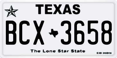 TX license plate BCX3658