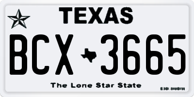 TX license plate BCX3665