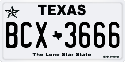 TX license plate BCX3666