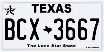 TX license plate BCX3667