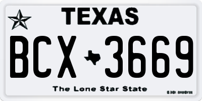 TX license plate BCX3669