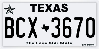 TX license plate BCX3670