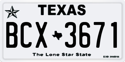 TX license plate BCX3671