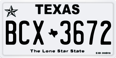 TX license plate BCX3672