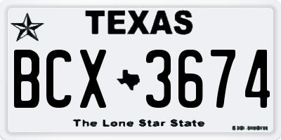 TX license plate BCX3674